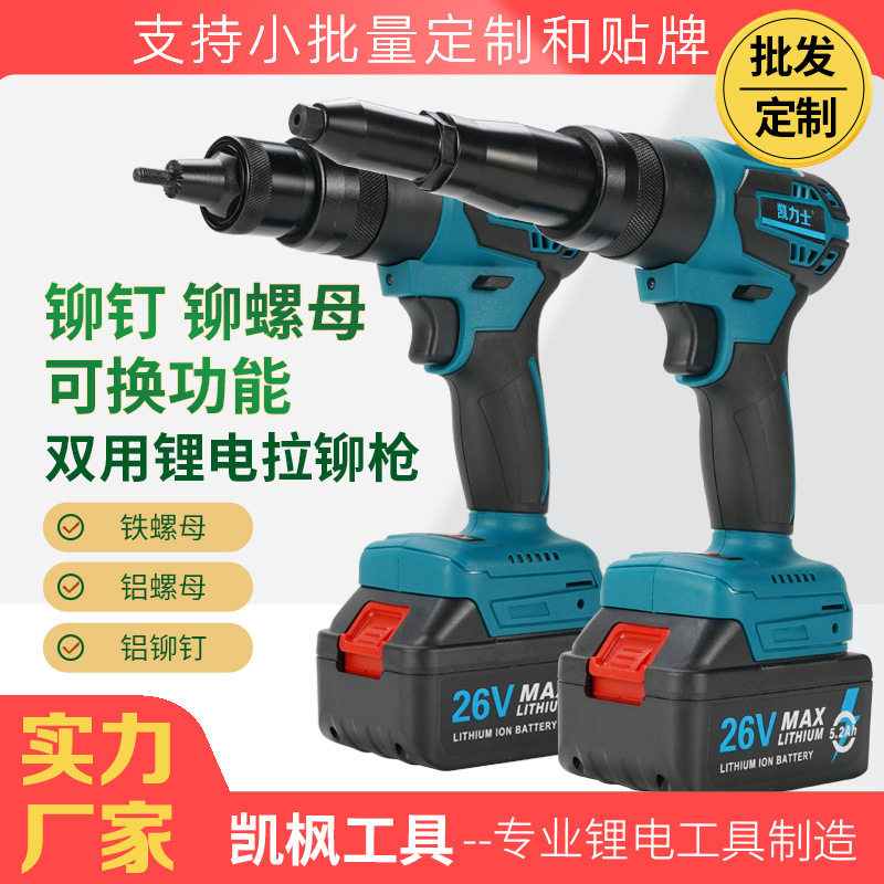 可贴牌充电式铆钉枪全自动拉铆枪压铆枪无刷锂铝抽芯电动螺母抢
