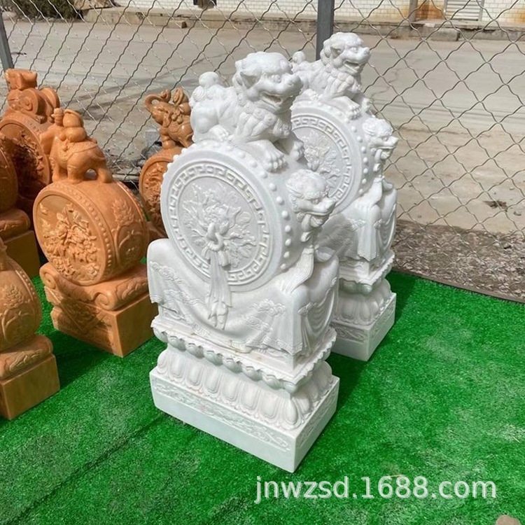 仿古石雕门墩厂家 山东家庭门墩石价格 家居石门墩图片