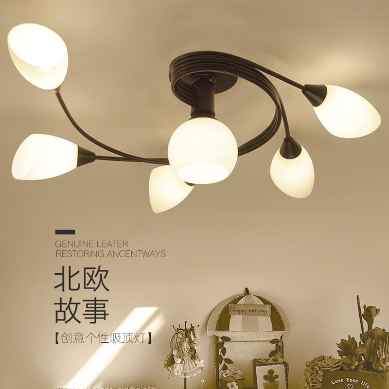 北欧风格后现代灯具简约创意个性铁艺led客厅灯卧室餐厅吧台吊灯