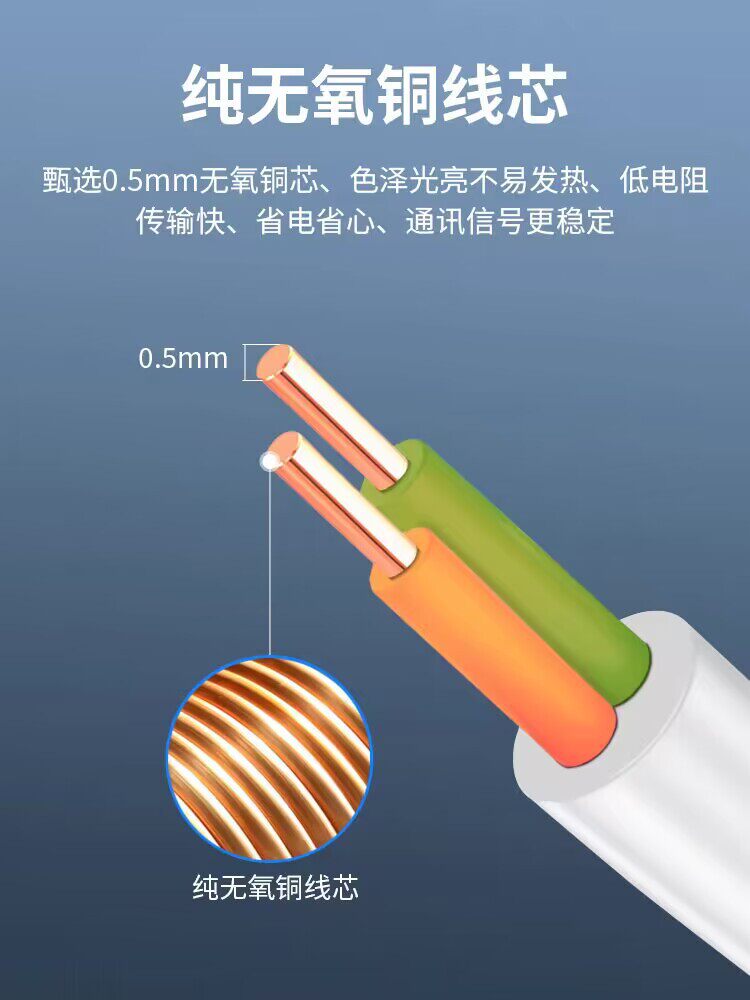 工厂出货 二芯电话线纯铜2*0.5 工程用线 室内电话线 白色电话线