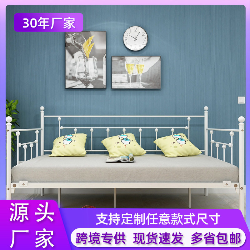 热卖款欧式坐卧两用铁艺沙发床 宝宝铁架拼接床 带护栏儿童床