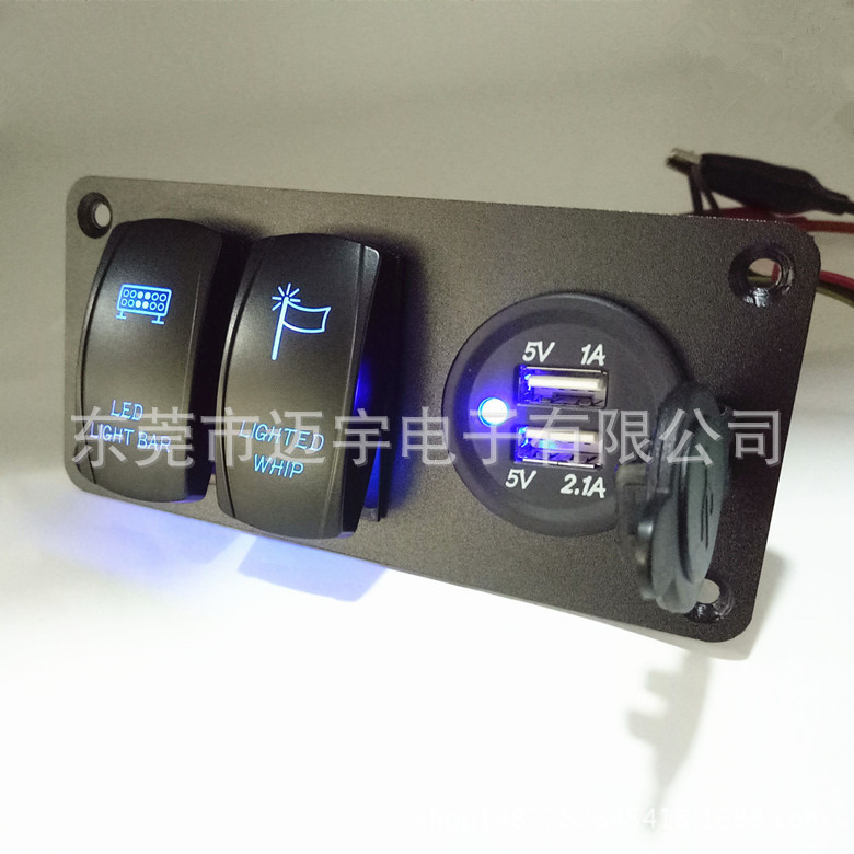12-24V双USB3.1A车充组合开关