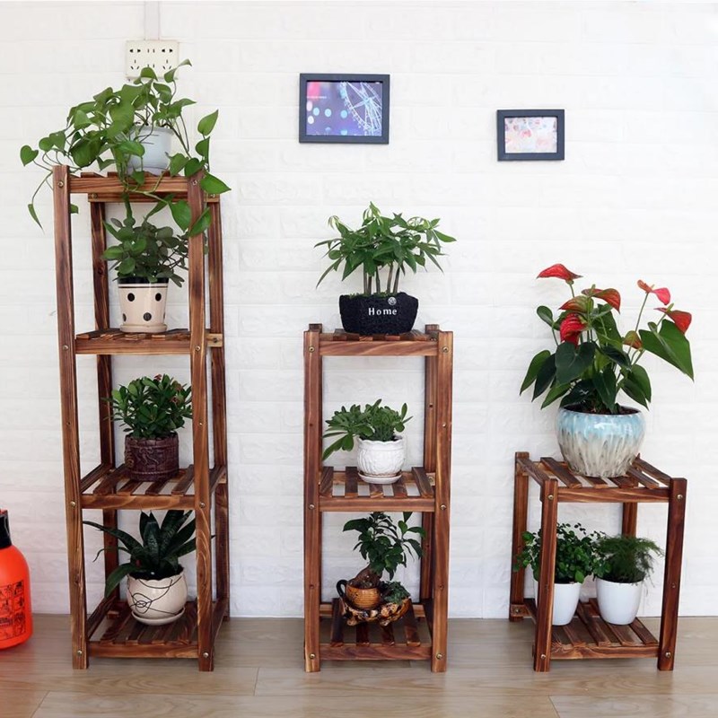 花架实木中式客厅阳台绿植花盆架绿萝吊篮架子P手工木质多层置物