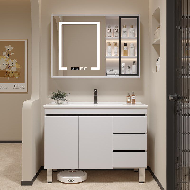 实木多层浴室柜卫生间洗漱台陶瓷一体洗脸盆柜组合落地式洗手池盆