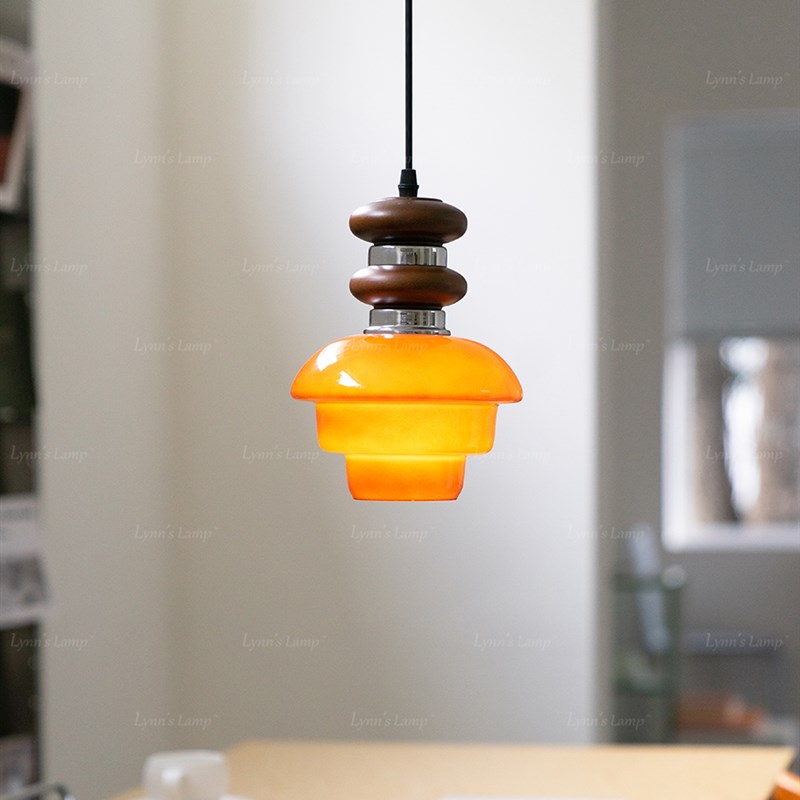 林恩的概念古董风格床头吊灯法国入口核桃色覆古餐X厅实木卧室灯