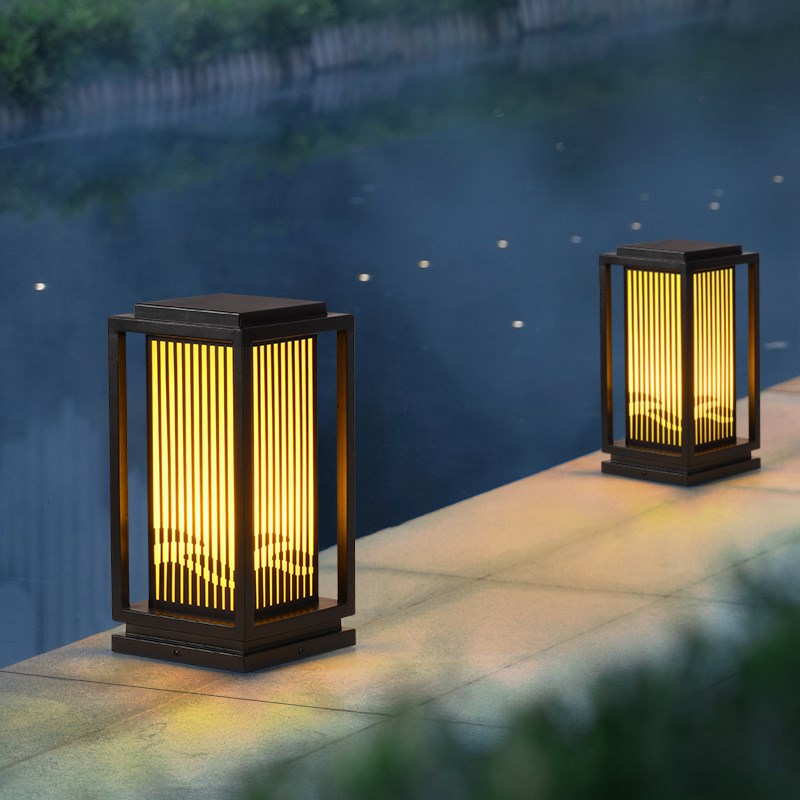 太阳能草坪灯庭院景观灯花园别墅公园户外防水新中式X柱头灯草地