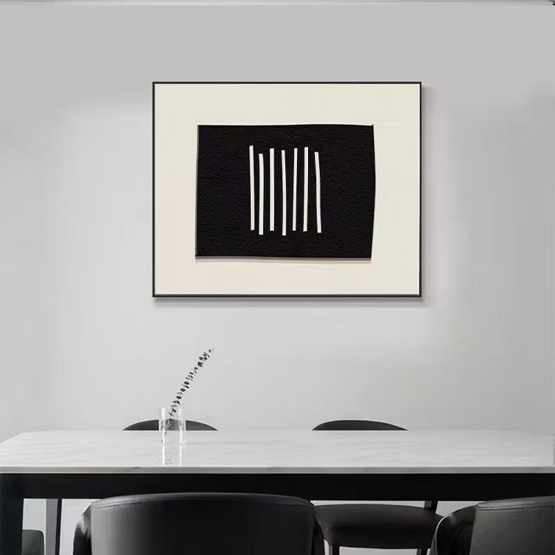 黑白艺术极简电表箱装饰画抽象餐B厅挂画轻奢高级感配电箱遮挡壁图片