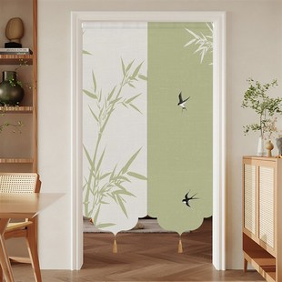 新中式门帘隔断帘高级感轻奢风布帘子房间遮挡帘过道W半帘防尘挂