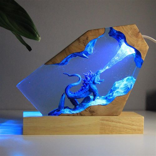 创意有趣潮玩哥斯拉礼物桌面摆件送朋友海洋风怪兽独特装饰小夜灯