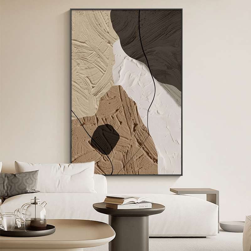 2023新款客厅沙发背景墙橙色z装饰画抽象挂画现代抽象肌理落地画