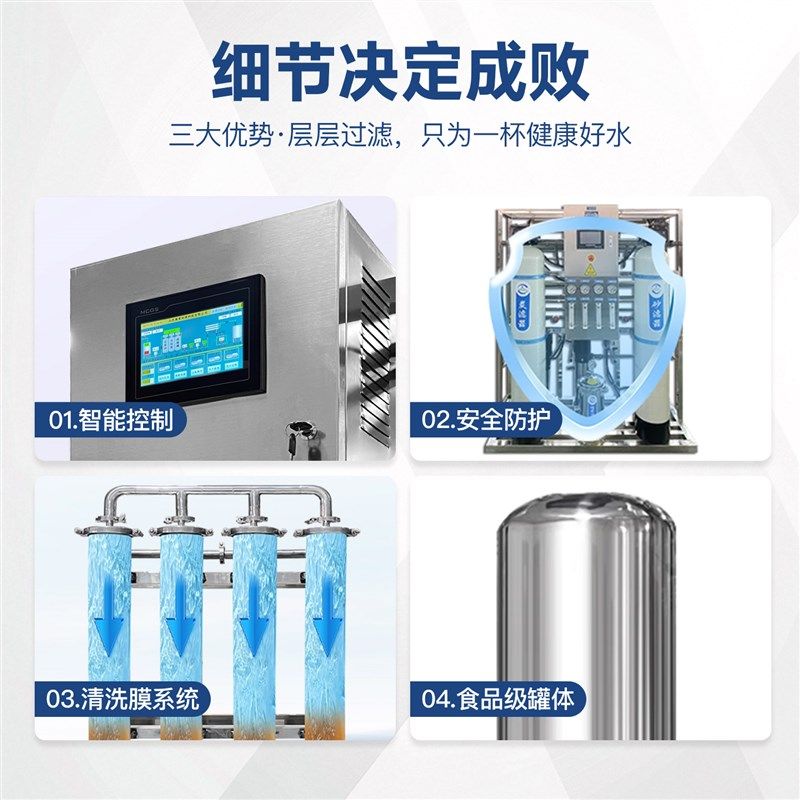 大型RO反渗透净化水设备工业井水过滤器软化水处理设备商用净水器