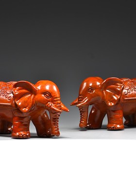 花梨木雕吸水大象实木摆件一对玄关客厅电视柜装饰工艺品乔迁送礼