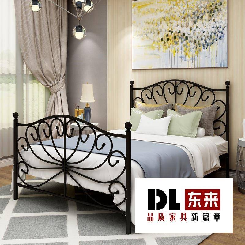 北欧式ins网红铁床现代简约公主床加厚铁艺床单人双人床1.5铁架床