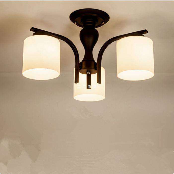 美式乡村简约复古铁艺客厅卧室餐厅适宜低楼层欧式吸吊灯分区