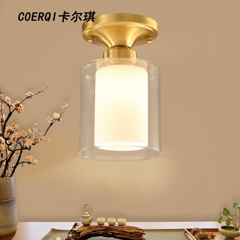 全铜吸顶灯单头小吊灯创意个性全铜灯具玄关灯过道灯走廊阳台灯