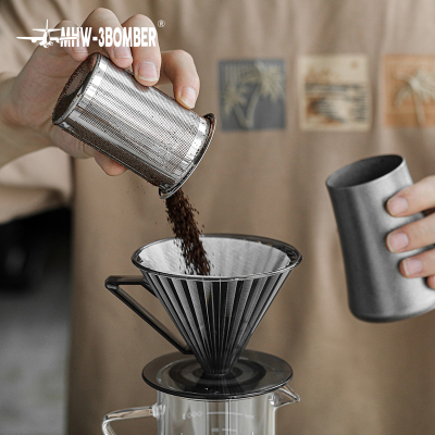 轰炸机手冲咖啡筛粉m器 不锈钢电动磨豆机接粉钢杯闻香杯筛细粉罐