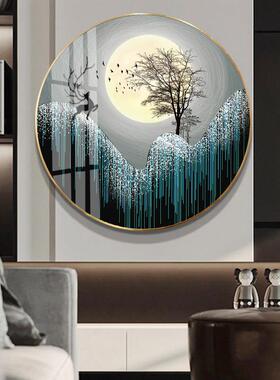 2024新款5D钻石画满钻圆形2025麋鹿客厅点水晶砖石贴画十字绣2024