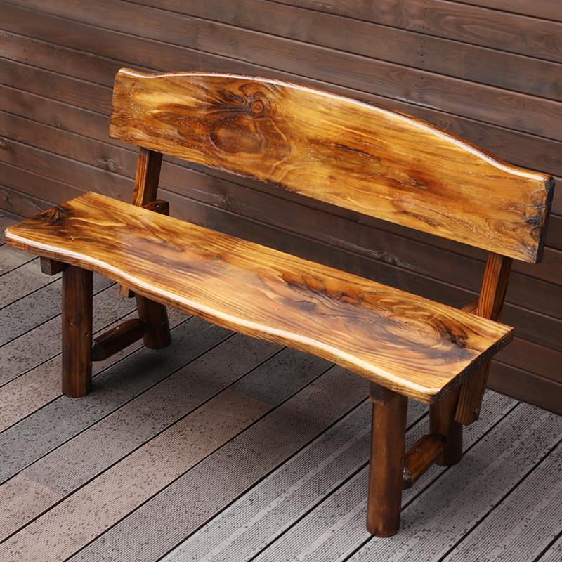 户外公园椅子防腐木长椅凳子室外露天庭院靠背休闲长条木椅园林椅