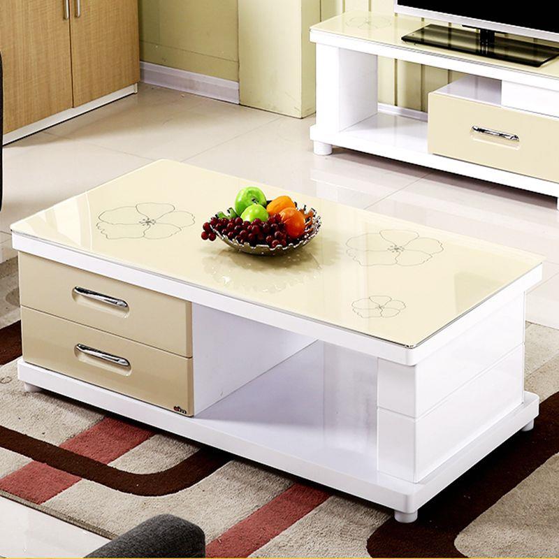 茶几电视柜钢化玻璃小户型1米实木环保烤漆现代简约时尚茶桌冰花