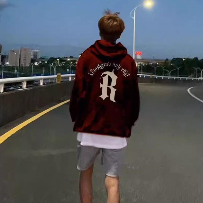 oversize高街秋冬季美式卫衣男连帽加绒加厚宽松外套vibe国潮小众