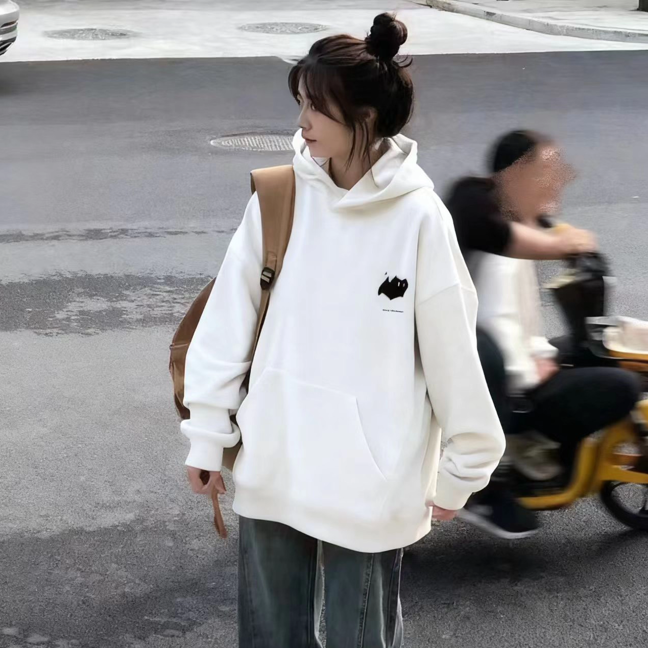秋冬加绒加厚重磅连帽卫衣女2025新款爆款oversize小个子简约宽松