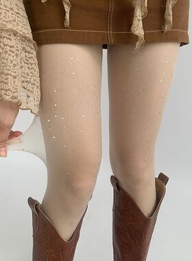 带钻丝袜闪钻白色丝袜纯欲烫钻防勾丝袜子女打底连裤袜y2k黑色