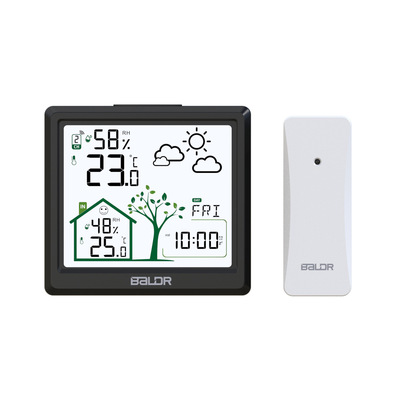 BALDR新款无线气象站室内外温湿度计大屏气象钟舒适度带背光触摸