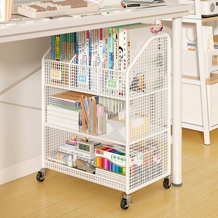 可移动书架落地置物架大容量教室简易学生课桌边书桌下书本收纳柜