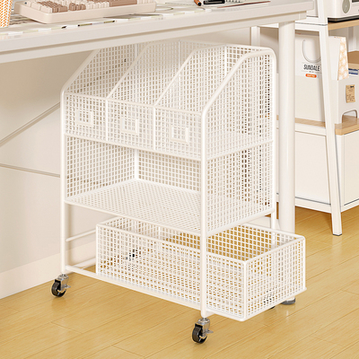 抽屉式桌下置物架可移动落地带轮小推车书桌旁小书架方包收纳书柜