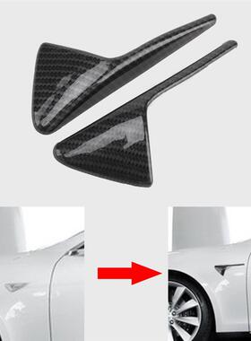 适配跨境适用于汽车特斯拉Model3SX碳纹叶子板装饰贴侧边摄像头保