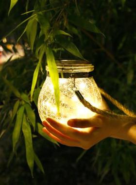 适配跨境太阳能20LED裂纹玻璃许愿灯小夜灯景观花园裂纹灯别墅氛