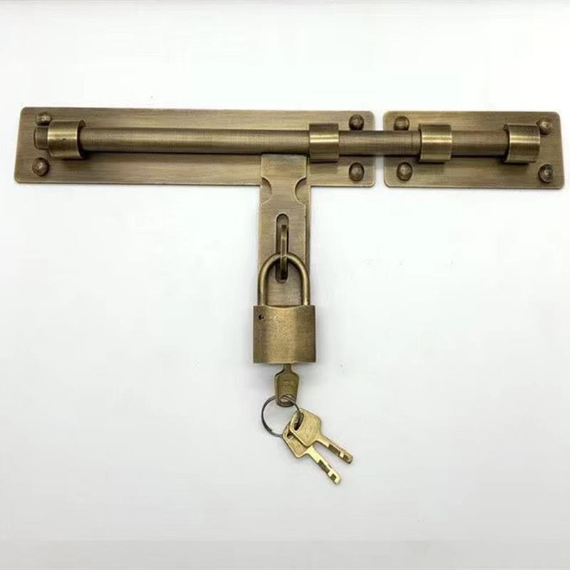 适用中式纯铜插销明装门闩搭扣仿古大门锁扣门栓庭院花园门锁门铜