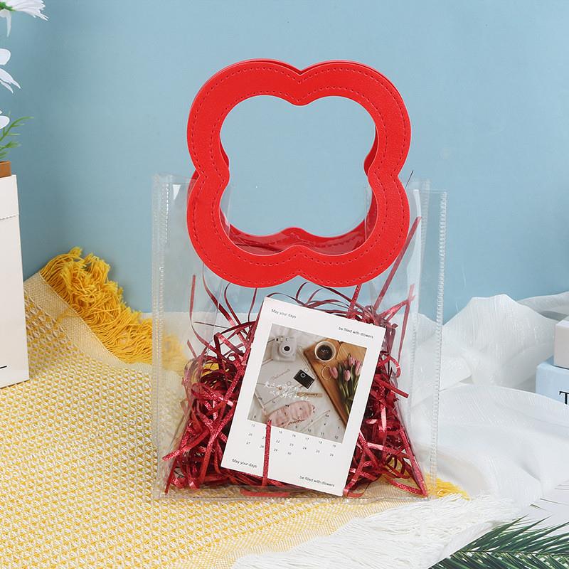 适配现货礼品袋透明手提ins礼物伴手礼花形袋子pvc喜糖塑料包