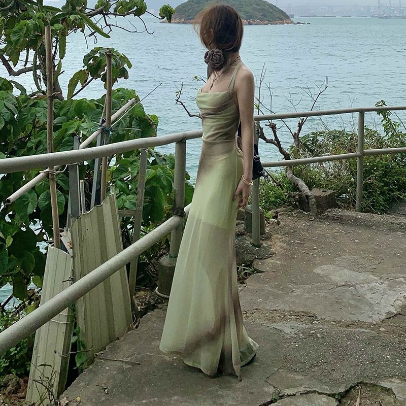 系带大露背辣妹吊带裙夏