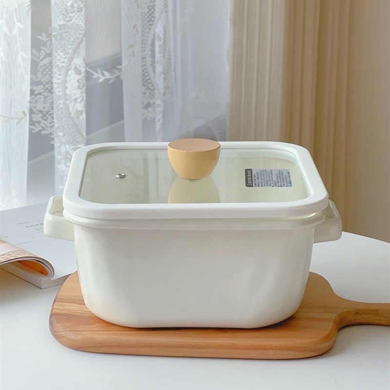 老麦 日式复古方形搪瓷双x耳锅炖锅火锅锅泡面锅螺蛳粉锅明火,厨房/烹饪用具,汤锅/汤桶/卤肉桶,淘宝优惠券,粉丝福利购,淘宝优惠卷