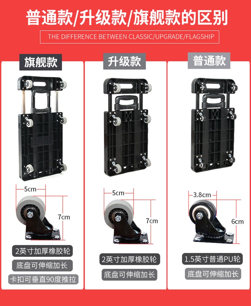 家用手推车平板车折叠行李车进货车载重搬运车拉杆车乌.龟车购物