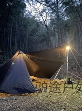 20D涂硅黑色金字塔r超轻防水防暴雨户外野营柴火炉帐篷带雪裙