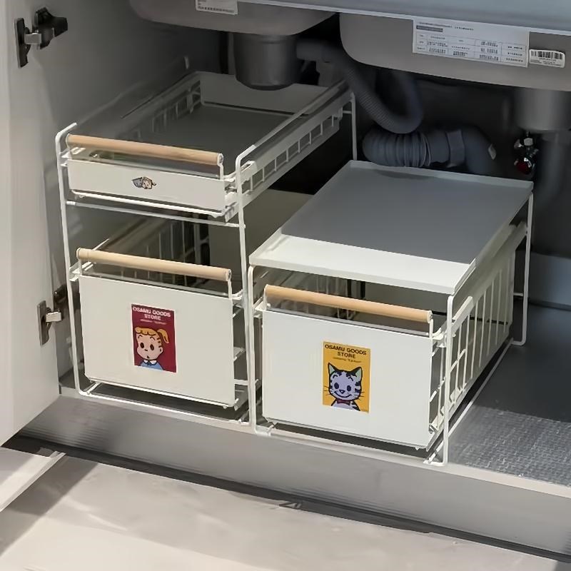厨房下水槽置物架台面抽屉式收纳C架多功能置物柜拉篮橱柜分层架