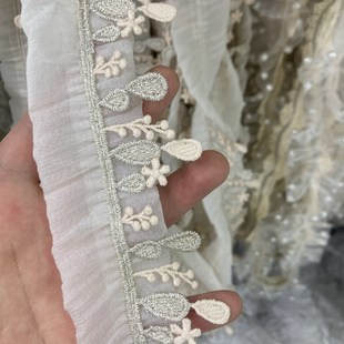 双层薄纱拼接小边辅料小清新花色窗帘P装 米黄短款 饰花边窗饰沙发