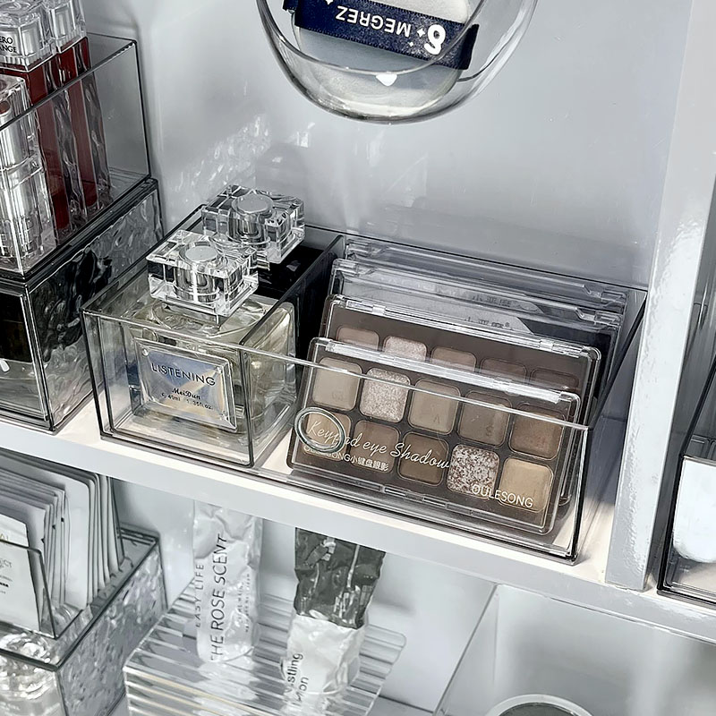 透明镜柜b收纳盒浴室卫生间整理盒分格口红护肤品桌面置物架可叠