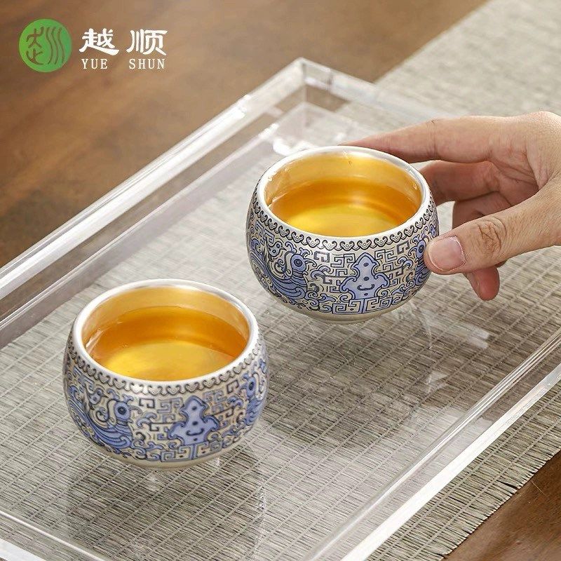 珐琅彩掐丝银杯鎏银陶瓷杯个人专用E喝茶碗主人杯高档龙年送人礼,餐饮具,茶杯,淘宝优惠券,粉丝福利购,淘宝优惠卷