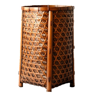 卷轴收纳筐字画桶防水防潮宣纸收纳桶书画筒桶圆R形竹编收纳筐影