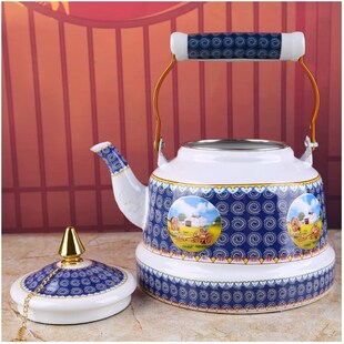蒙古特色奶茶壶加厚搪瓷烧水壶y新疆民族风煮茶壶家用凉水壶平底