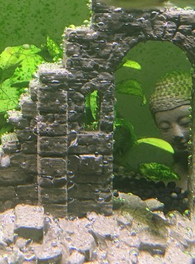 冬官手作 水泥鱼缸造景石摆件装饰E品残墙废墟断壁残垣 一步造景