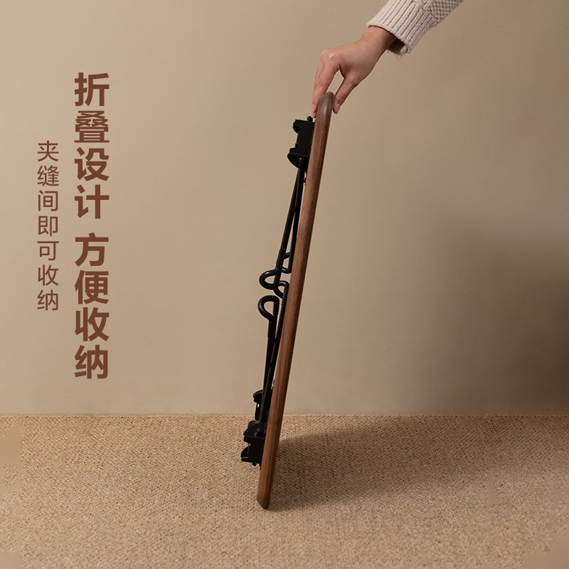 梵瀚实木多功能折叠桌长方形床上阳台F学习桌几户外黑胡桃木小桌