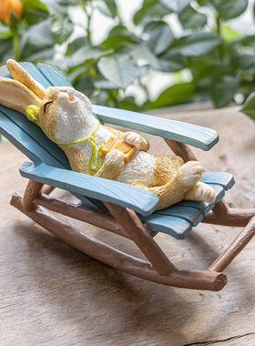 创意解压摇椅摆件桌面可爱青蛙治愈办公装饰O卡通庭院阳台造景礼