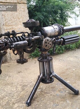 复古怀旧c工业风铁艺机枪模型网咖餐厅烤吧落地摆件酒吧创意装饰
