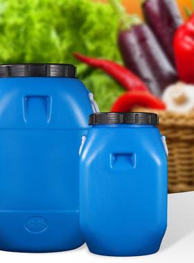 塑料桶蓝色加厚水桶酵素桶油桶酒桶25L升100斤R方桶蓝色实验室用