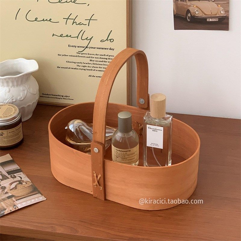 ins复古木质手提收纳盒客厅茶几桌面高颜值实R木储物整理盒置物盒,收纳整理,桌面收纳盒,淘宝优惠券,粉丝福利购,淘宝优惠卷