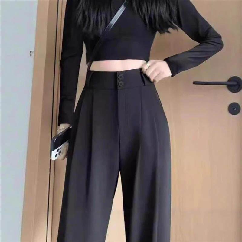 2墨香轻奢衣舍春夏季显瘦窄版阔腿裤女百搭西装裤垂坠感直筒裤子